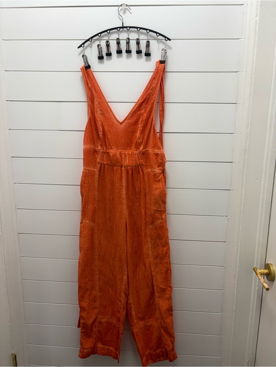 Free People Pants - Free People Burnt Orange V-Neck Wide-Leg Jumpsuit